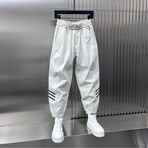 Men's Stylish White Joggers with Stripes
